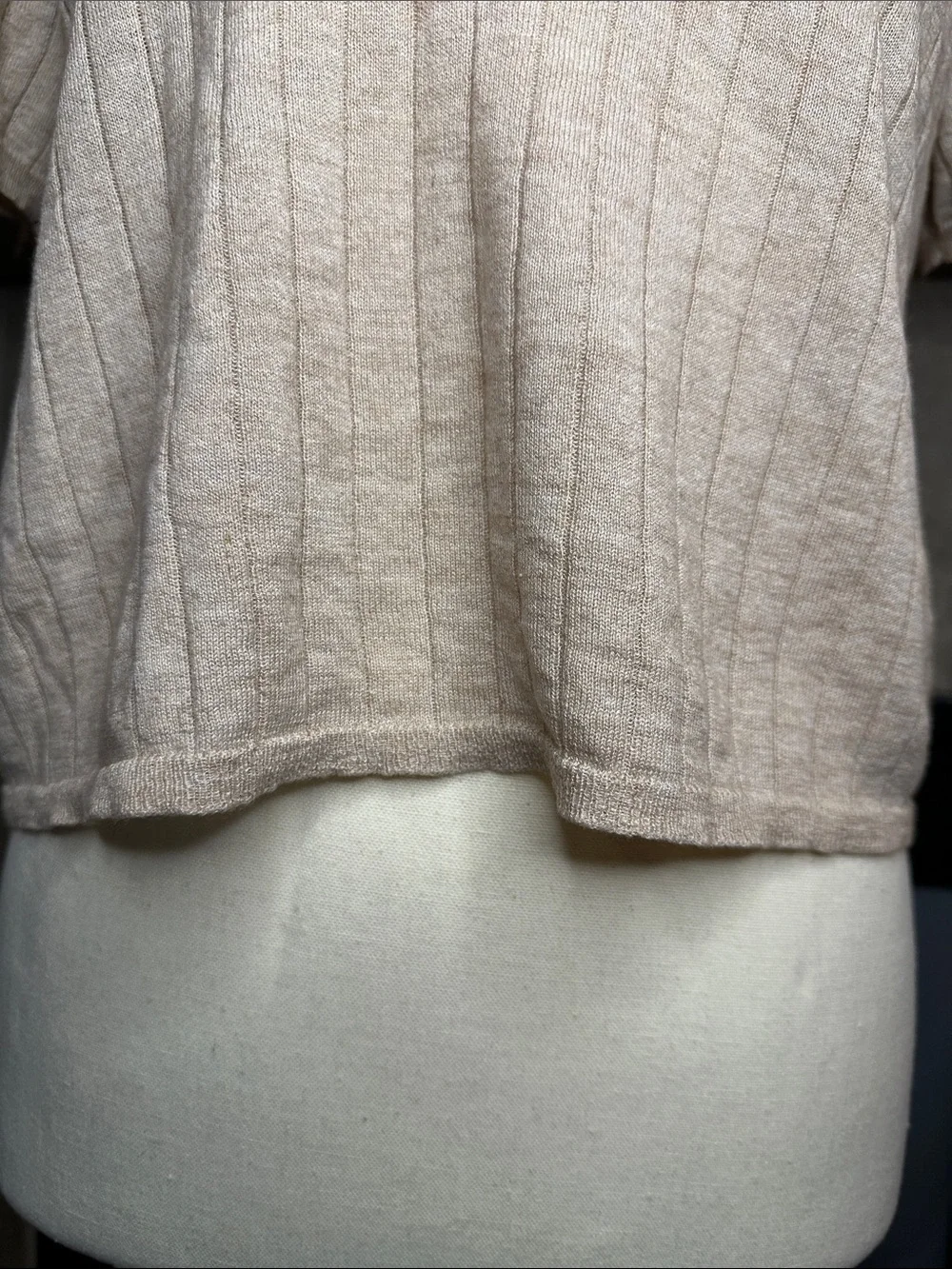 J. Crew 85% SILK Blend Beige Short-Sleeve Knit Sweater Top Size Large